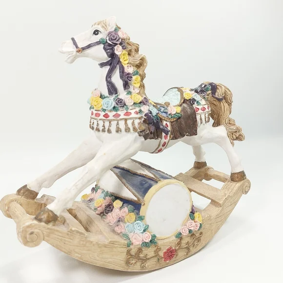 Musical Rocking Horse Vintage Music Box Horse White - Picture 2 of 8